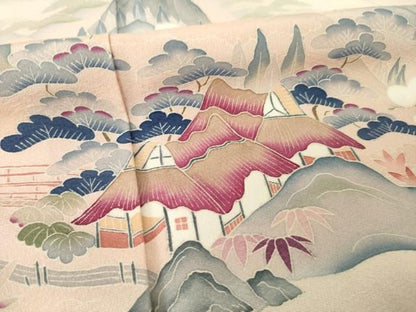 平和屋着物●訪問着　友禅　作家物　風景花文　暈し染め　正絹　逸品　AABN6001ck