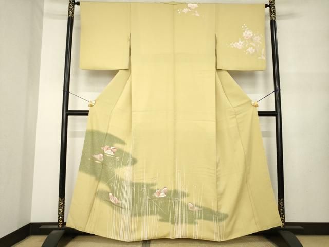 平和屋着物●訪問着　鴛鴦文　暈し染め　金彩　正絹　逸品　AABN6003ck