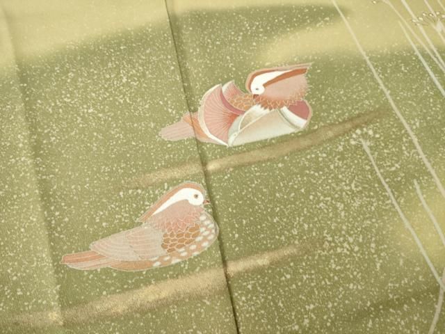 平和屋着物●訪問着　鴛鴦文　暈し染め　金彩　正絹　逸品　AABN6003ck