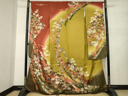 平和屋着物●豪華振袖　片輪車花文　金彩　正絹　逸品　AABN6005ck
