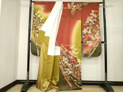 平和屋着物●豪華振袖　片輪車花文　金彩　正絹　逸品　AABN6005ck