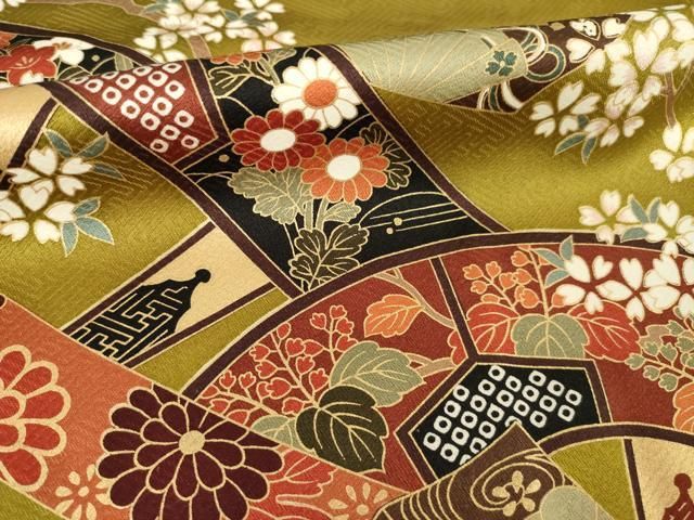 平和屋着物●豪華振袖　片輪車花文　金彩　正絹　逸品　AABN6005ck