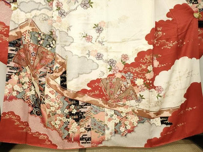 平和屋着物●豪華振袖　駒刺繍　幔幕扇面花文　金彩　やまと誂製　正絹　逸品　AABN6007ck