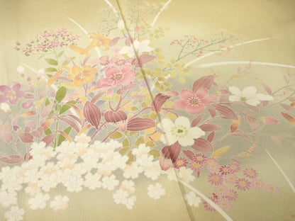 平和屋着物●訪問着　友禅　作家物　草花文　暈し染め　正絹　逸品　AABN6008ck