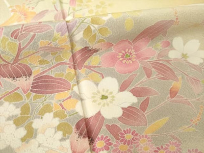 平和屋着物●訪問着　友禅　作家物　草花文　暈し染め　正絹　逸品　AABN6008ck