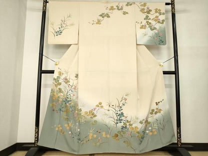 平和屋着物●訪問着　作家物　枝花文　暈し染め　正絹　逸品　AABN6009ck