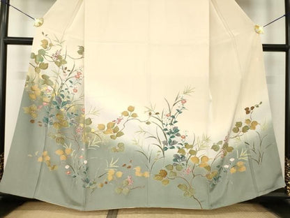 平和屋着物●訪問着　作家物　枝花文　暈し染め　正絹　逸品　AABN6009ck