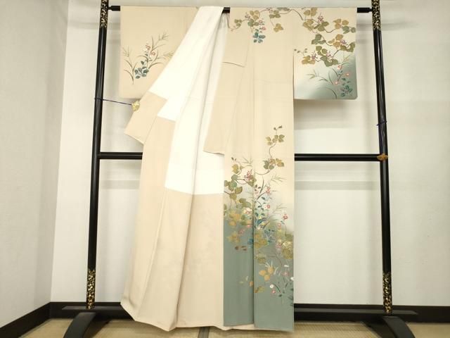平和屋着物●訪問着　作家物　枝花文　暈し染め　正絹　逸品　AABN6009ck