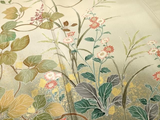 平和屋着物●訪問着　作家物　枝花文　暈し染め　正絹　逸品　AABN6009ck