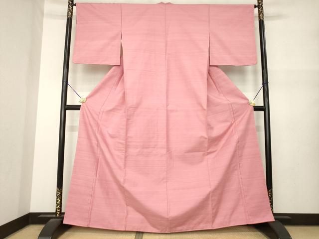 平和屋着物●上質な紬　色無地　退紅色　正絹　逸品　未使用　AABN6013ck