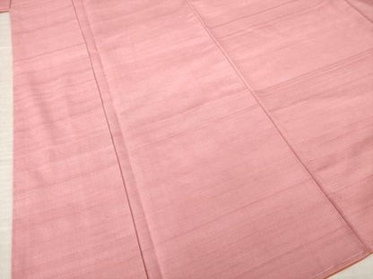 平和屋着物●上質な紬　色無地　退紅色　正絹　逸品　未使用　AABN6013ck