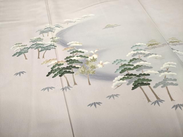 平和屋着物●十日町友禅　女流作家　遠田藤舟 　訪問着　松文　正絹　逸品　AABN6015ck
