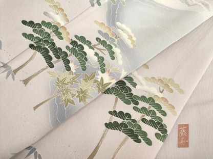平和屋着物●十日町友禅　女流作家　遠田藤舟 　訪問着　松文　正絹　逸品　AABN6015ck