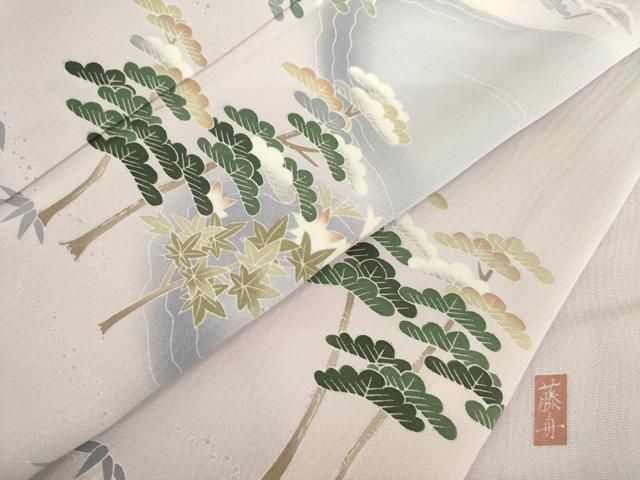 平和屋着物●十日町友禅　女流作家　遠田藤舟 　訪問着　松文　正絹　逸品　AABN6015ck