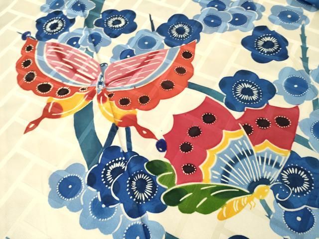 平和屋着物●豪華振袖　型染め　花蝶文　正絹　逸品　AABN6016ck