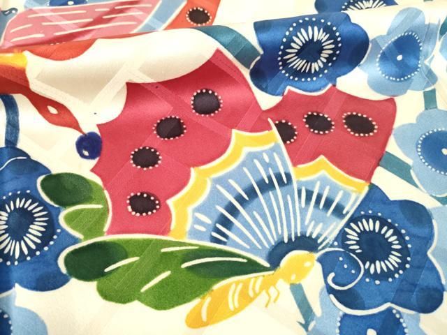 平和屋着物●豪華振袖　型染め　花蝶文　正絹　逸品　AABN6016ck
