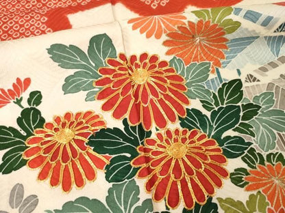 平和屋着物●豪華振袖　絞り　駒刺繍　風景花文　正絹　逸品　AABN6019ck