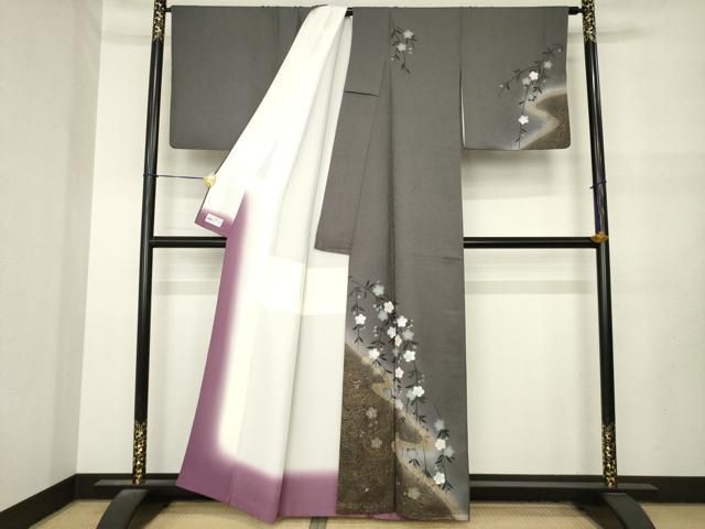 平和屋着物●訪問着　枝垂れ桜文　金彩　正絹　逸品　AABN6022ck