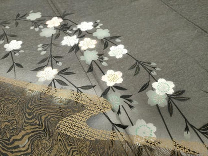 平和屋着物●訪問着　枝垂れ桜文　金彩　正絹　逸品　AABN6022ck