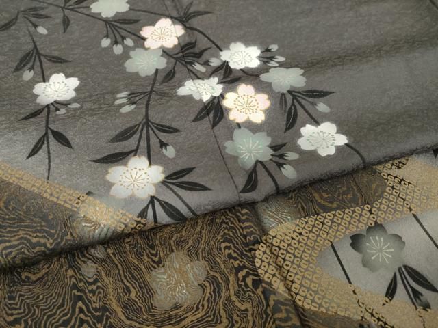 平和屋着物●訪問着　枝垂れ桜文　金彩　正絹　逸品　AABN6022ck