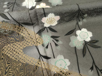 平和屋着物●訪問着　枝垂れ桜文　金彩　正絹　逸品　AABN6022ck