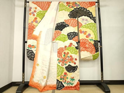 平和屋着物●豪華振袖　絞り　駒刺繍　草花文　金糸　金彩　鈴乃屋扱い　正絹　逸品　AABN6027ck