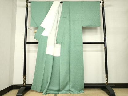平和屋着物●上質な小紋　葉尽くし地紋　正絹　逸品　AABN6032ck