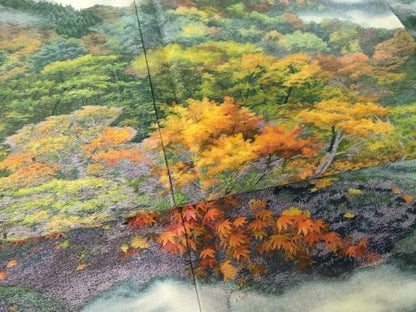 平和屋着物●中国国宝刺繍　乱針刺繍　訪問着　風景文　暈し染め　正絹　逸品　AABN6034ck