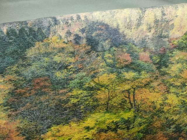 平和屋着物●中国国宝刺繍　乱針刺繍　訪問着　風景文　暈し染め　正絹　逸品　AABN6034ck