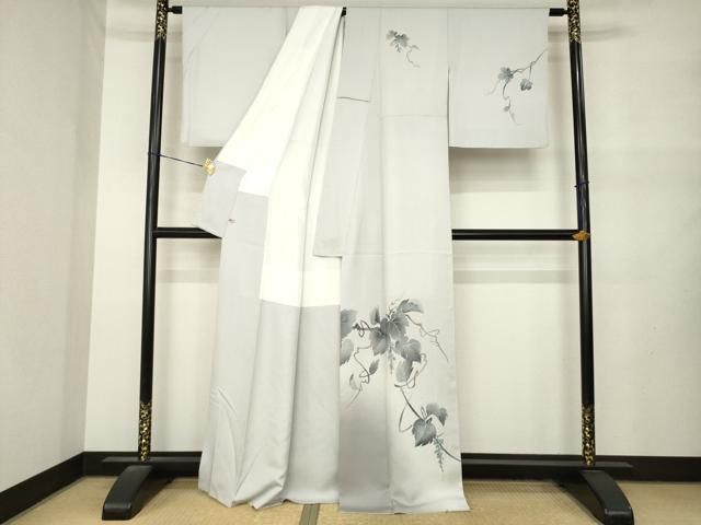 平和屋着物●訪問着　作家物　葡萄蔦の葉文　ろうけつ染　暈し染め　さが美扱い　正絹　逸品　AABN6039ck