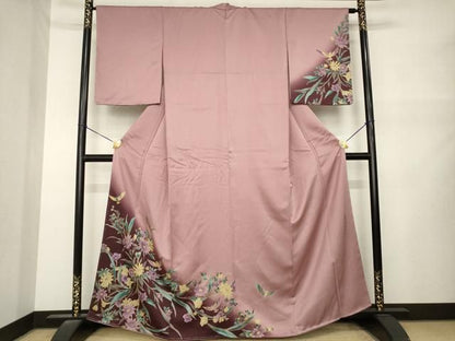 平和屋着物●染色作家　斉藤三才　訪問着　三才鳥　花鳥文　暈し染め　金彩　正絹　逸品　AABN6041ck