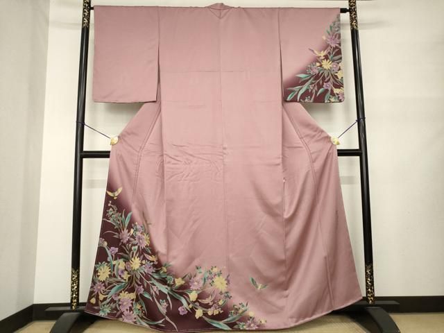平和屋着物●染色作家　斉藤三才　訪問着　三才鳥　花鳥文　暈し染め　金彩　正絹　逸品　AABN6041ck