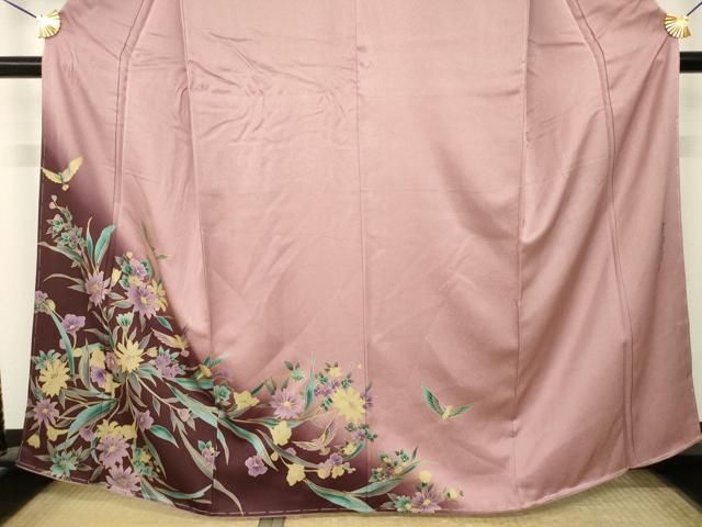平和屋着物●染色作家　斉藤三才　訪問着　三才鳥　花鳥文　暈し染め　金彩　正絹　逸品　AABN6041ck