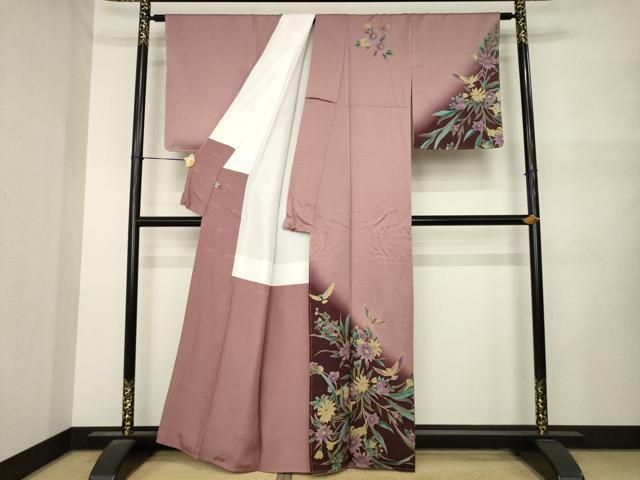 平和屋着物●染色作家　斉藤三才　訪問着　三才鳥　花鳥文　暈し染め　金彩　正絹　逸品　AABN6041ck