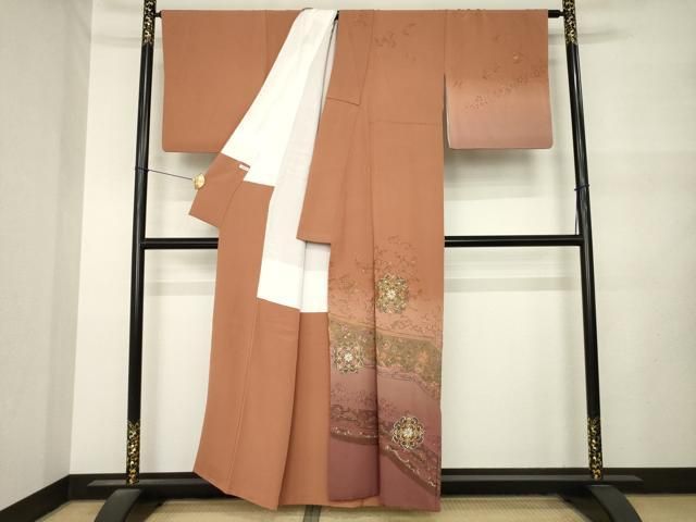 平和屋着物●中国三大刺繍　スワトウ刺繍　汕頭刺繍　総刺繍　訪問着　正倉院花文　暈し染め　金糸　正絹　逸品　AABN6042ck