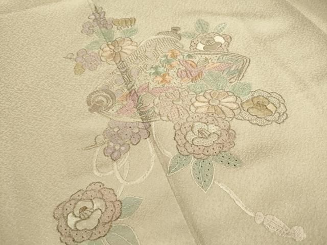 平和屋着物●中国三大刺繍　汕頭刺繍　スワトウ刺繍　総刺繍　訪問着　絵巻花文　正絹　逸品　未使用　AABN6045ck