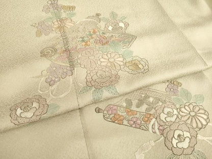 平和屋着物●中国三大刺繍　汕頭刺繍　スワトウ刺繍　総刺繍　訪問着　絵巻花文　正絹　逸品　未使用　AABN6045ck