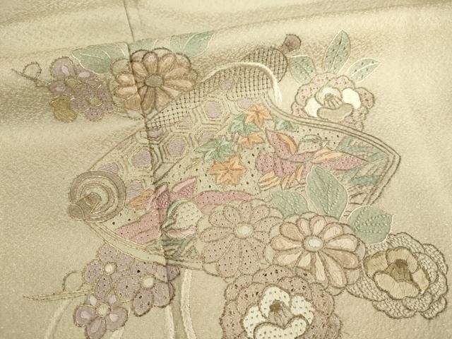 平和屋着物●中国三大刺繍　汕頭刺繍　スワトウ刺繍　総刺繍　訪問着　絵巻花文　正絹　逸品　未使用　AABN6045ck