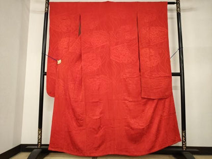 平和屋本店●アンティーク　大正ロマン　振袖　扇面花地紋　正絹　逸品　AABN6067ck