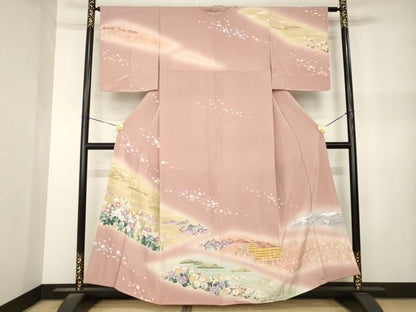 平和屋着物●訪問着　友禅　作家物　風景文　暈し染め　正絹　逸品　AABN6071ck