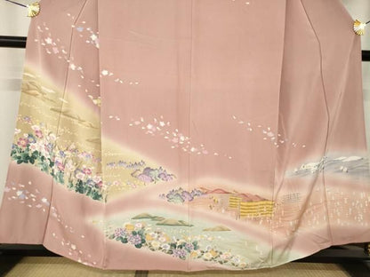 平和屋着物●訪問着　友禅　作家物　風景文　暈し染め　正絹　逸品　AABN6071ck