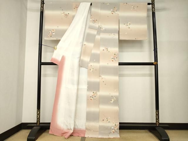 平和屋着物●上質な小紋　友禅　花筏文　暈し染め　小田急百貨店扱い　正絹　逸品　AABN6072ck