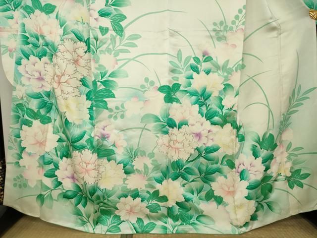 平和屋着物●豪華振袖　駒刺繍　草花文　銀彩　正絹　逸品　AABN6073ck