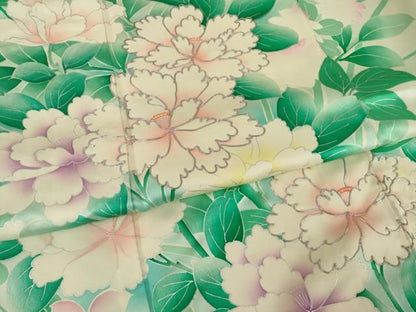 平和屋着物●豪華振袖　駒刺繍　草花文　銀彩　正絹　逸品　AABN6073ck