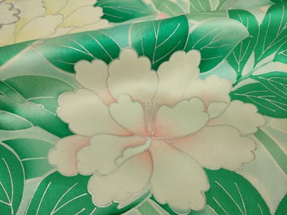 平和屋着物●豪華振袖　駒刺繍　草花文　銀彩　正絹　逸品　AABN6073ck