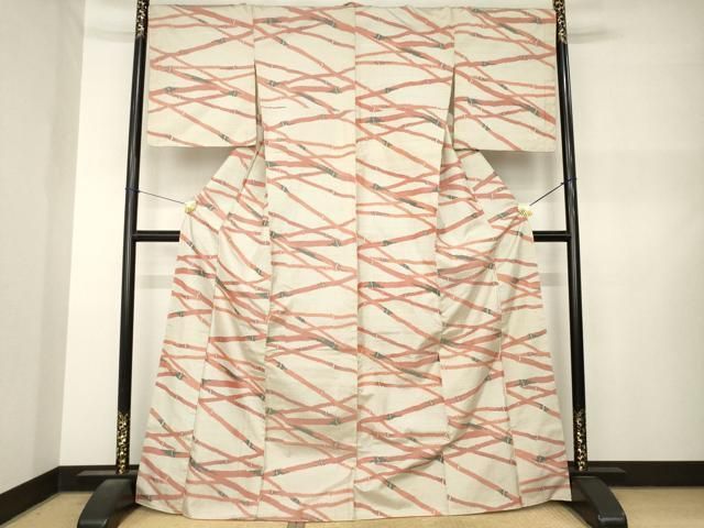 平和屋着物●上質な紬　竹　正絹　逸品　AABN6078ck