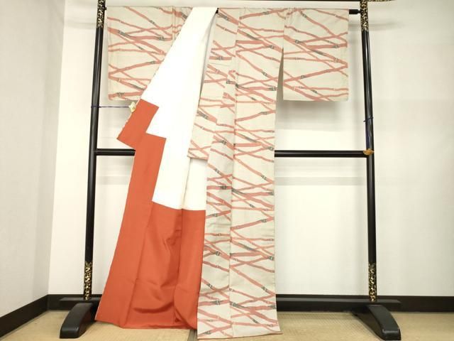 平和屋着物●上質な紬　竹　正絹　逸品　AABN6078ck