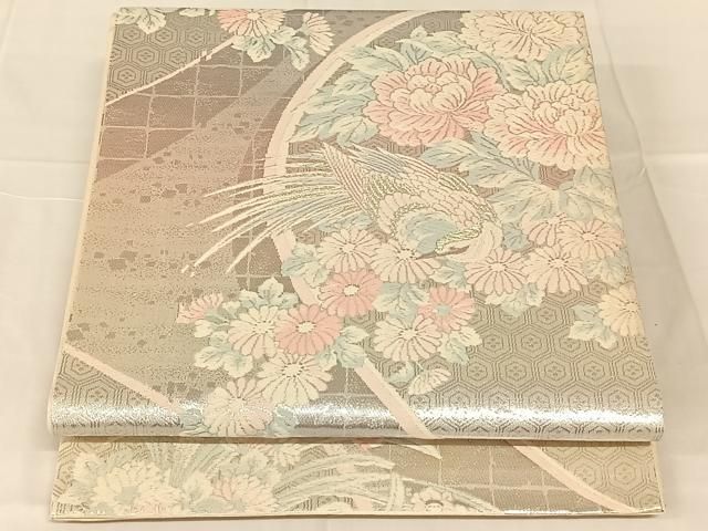 平和屋着物◎六通柄袋帯　唐織　花鳥文　金銀糸　正絹　逸品　AABN6083dk