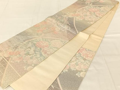 平和屋着物◎六通柄袋帯　唐織　花鳥文　金銀糸　正絹　逸品　AABN6083dk