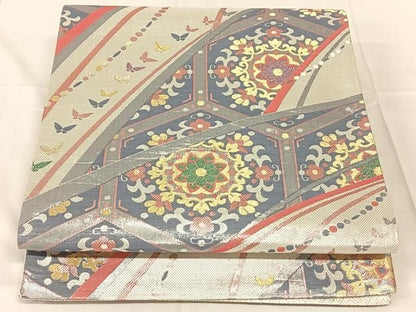 平和屋着物◎佐賀錦　六通柄袋帯　花蝶文　金銀糸　正絹　逸品　AABN6085dk